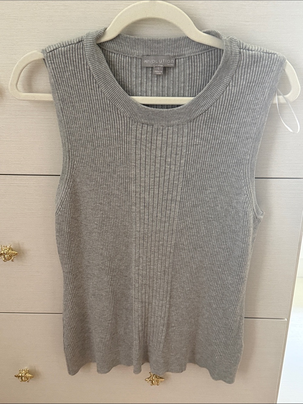Revolution Sleeveless Ribbed Knit Tank in Gray